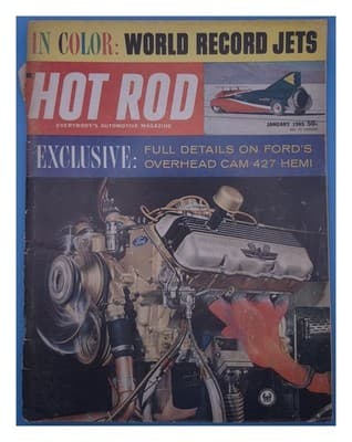 Hot Rod January 1965 Ford Overhead Cam 427 Hemi and Jets Magazine - Image 1
