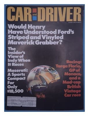 Car and Driver August 1970 Ford Maverick Grabber Magazine - Image 1