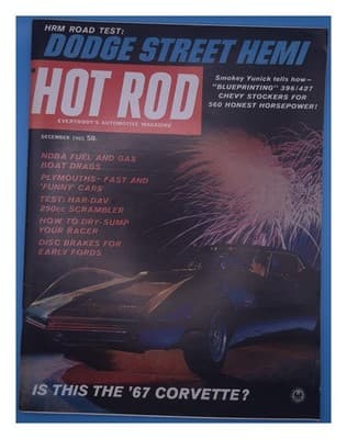 Hot Rod December 1965 Dodge Street Hemi '67 Corvette Magazine - Image 1