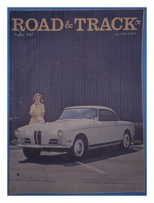 Road & Track August 1957 Woman Polishing Classic Car Magazine - Image 1