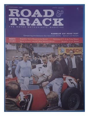 Road & Track February 1960 Rambler Six Road Test Bugatti Magazine - Image 1