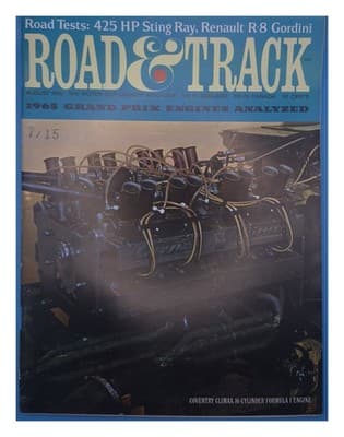 Road & Track August 1965 Sting Ray Renault Gordini Grand Prix Engines Magazine - Image 1