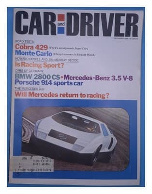 Car and Driver December 1969 Cobra 429 Monte Carlo German Cars Racing Magazine - Image 1