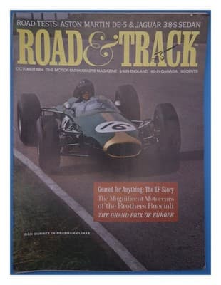Road & Track October 1964 Aston Martin DB5 Jaguar 3.8-S Dan Gurney Magazine - Image 1