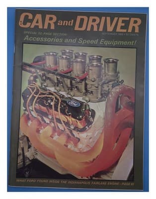 Car and Driver September 1963 Ford Indianapolis Fairlane Engine Magazine - Image 1