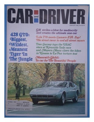 Car and Driver February 1968 Maserati Ghibli Magazine - Image 1