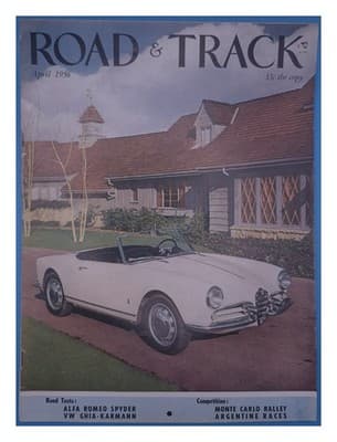 Road & Track April 1956 Alfa Romeo Spyder VW Ghia Magazine - Image 1