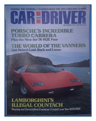 Car and Driver December 1975 Porsche Turbo Carrera Lamborghini Countach Magazine - Image 1
