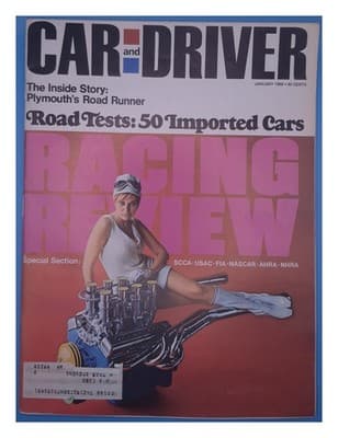 Car and Driver January 1968 Plymouth Road Runner Racing Magazine - Image 1