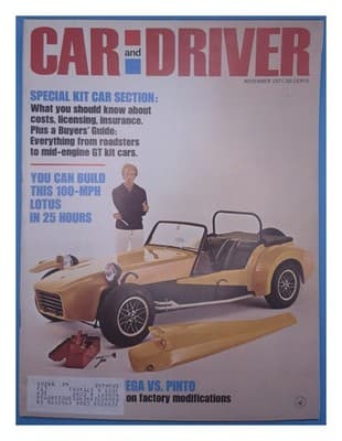 Car and Driver November 1971 Kit Car Lotus Tega vs Pinto Magazine - Image 1