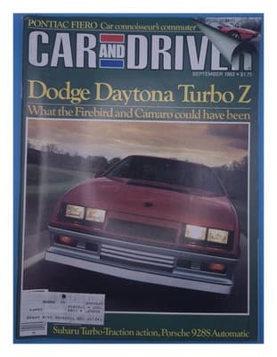 Car and Driver September 1983 Dodge Daytona Turbo Z Magazine - Image 1