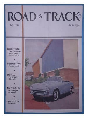 Road & Track July 1956 Corvette Pebble Beach HWM-Chevrolet Magazine - Image 1