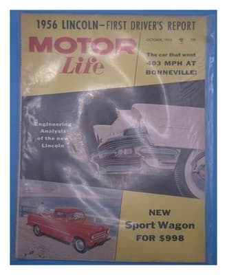 Motor Life October 1955 1956 Lincoln 403 MPH Magazine - Image 1