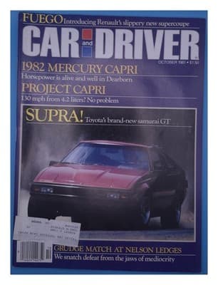 Car and Driver October 1981 Renault Fuego Mercury Capri Toyota Supra Mag - Image 1