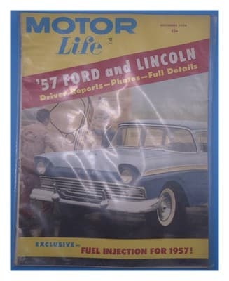 Motor Life Nov 1956 '57 Ford Lincoln Fuel Injection Car Magazine - Image 1