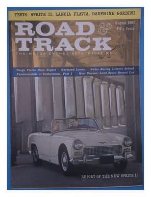 Road & Track August 1961 Sprite II Road Test Magazine - Image 1