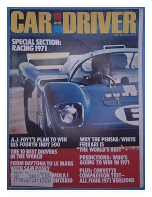 Car and Driver June 1971 Racing Corvette Ferrari Magazine - Image 1