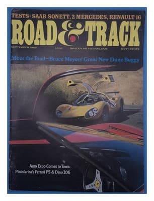 Road & Track Sept 1968 Saab Sonett Mercedes Renault Ferrari Dino Magazine - Image 1