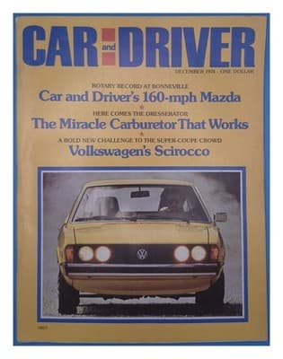 Car and Driver December 1974 Volkswagen Scirocco Mazda Rotary Magazine - Image 1