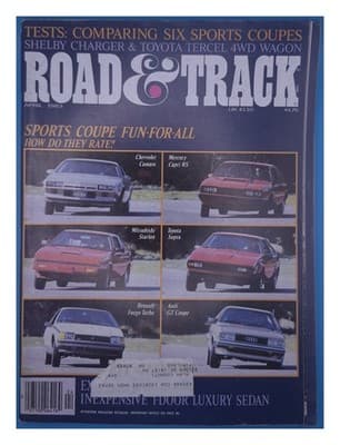 Road & Track April 1983 Six Sports Coupes Shelby Charger Tercel Magazine - Image 1