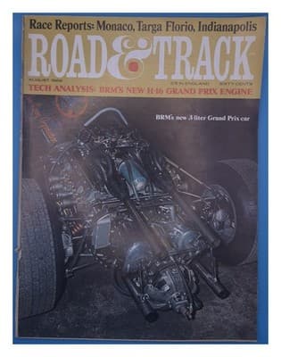 Road & Track August 1966 BRM H-16 Grand Prix Engine Car Magazine - Image 1