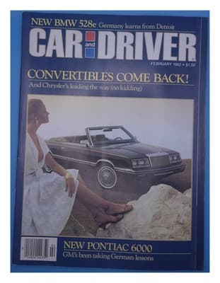 Car and Driver February 1982 Convertibles Come Back Magazine - Image 1