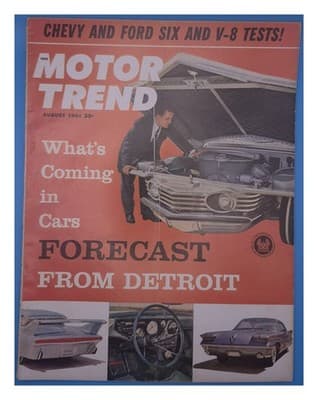 Motor Trend August 1961 Chevy Ford V8 Tests Detroit Forecast Magazine - Image 1