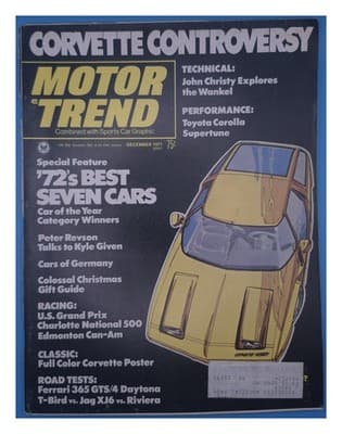 Motor Trend December 1971 Corvette Controversy Magazine - Image 1