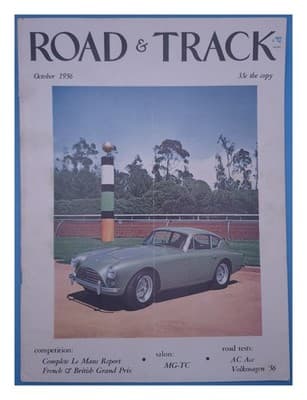 Road & Track October 1956 Le Mans Grand Prix MG-TC AC Ace Magazine - Image 1