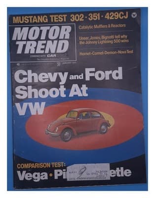 Motor Trend January 1971 Mustang Test Chevy Ford VW Magazine - Image 1
