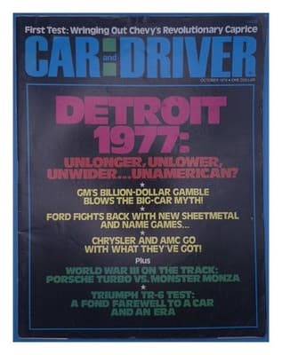 Car and Driver October 1976 Detroit 1977 Chevy Caprice Magazine - Image 1