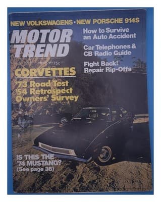 Motor Trend January 1973 Corvette Porsche Volkswagen Magazine - Image 1