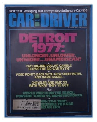 Car and Driver October 1976 Chevy Caprice Detroit 1977 Porsche Turbo Magazine - Image 1
