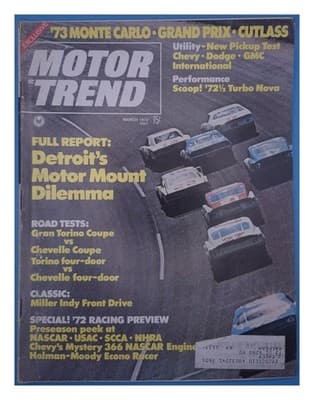 Motor Trend March 1972 Monte Carlo Grand Prix Cutlass Magazine - Image 1