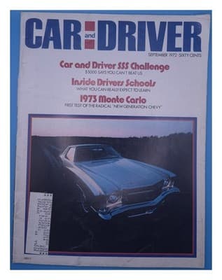 Car and Driver September 1972 Monte Carlo SSS Challenge Car Magazine - Image 1