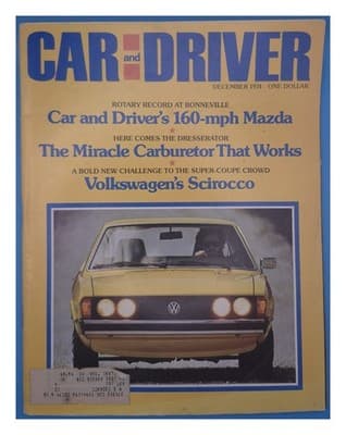 Car and Driver December 1974 Volkswagen Scirocco Mazda Rotary Magazine - Image 1
