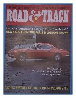 Road & Track January 1968 Lotus Elan +2 Corvette Cobra Magazine - Image 1