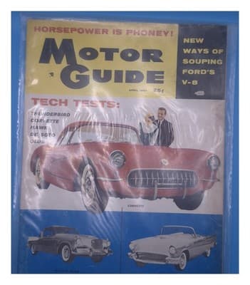 Motor Guide April 1957 Tech Tests Thunderbird Corvette Hawk Magazine - Image 1