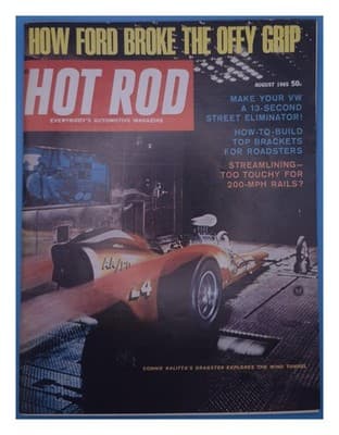 Hot Rod August 1965 Ford Breaks Offy Grip Dragster Magazine - Image 1