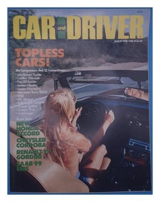 Car and Driver August 1976 Topless Cars Convertibles Magazine - Image 1