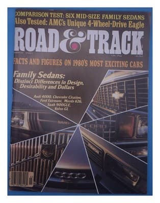 Road & Track March 1980 Six Mid-Size Family Sedans & AMC Eagle Magazine - Image 1
