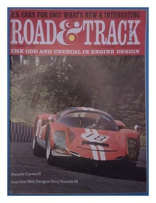 Road & Track November 1966 Porsche Carrera 6 U.S. Cars 1967 Magazine - Image 1
