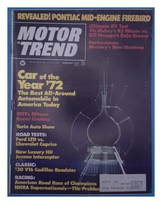Motor Trend February 1972 Pontiac Mid-Engine Firebird Car Magazine - Image 1