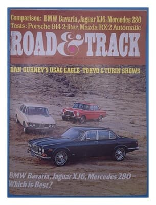 Road & Track February 1973 BMW Bavaria Jaguar XJ6 Mercedes 280 Magazine - Image 1