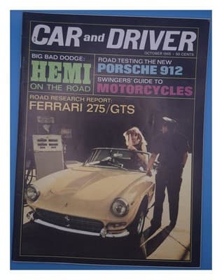 Car and Driver October 1965 Ferrari 275/GTS Dodge Porsche Magazine - Image 1