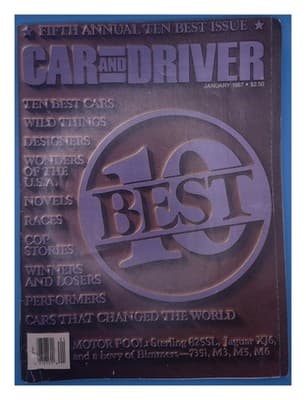 Car and Driver January 1987 Ten Best Cars BMW Jaguar Sterling Magazine - Image 1