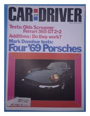 Car and Driver March 1969 Olds Screamer Ferrari 365 GT2+2 Magazine - Image 1