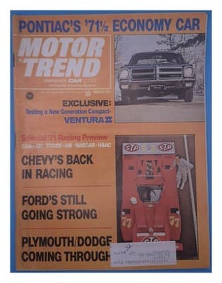 Motor Trend March 1971 Pontiac Ventura II & Racing Magazine - Image 1
