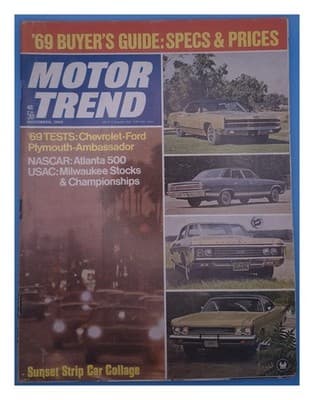 Motor Trend November 1968 1969 Buyer's Guide Magazine - Image 1