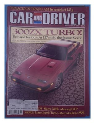 Car and Driver November 1983 300ZX Turbo Magazine - Image 1